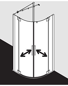 Kermi Pasa XP porte battante quart de cercle PXP5509018VPK 90x90x185cm, rayon 52 / 55cm, argent brillant, verre de sécurité trempé clair