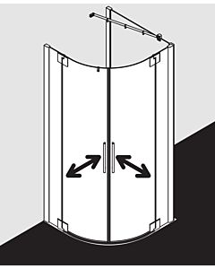 Kermi Pasa XP porte battante quart de cercle PXP5009020VPK 90x90x200cm, rayon 50cm, argent brillant, verre de sécurité trempé clair