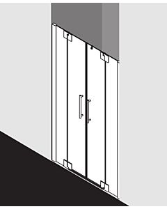Kermi Pasa XP swing door with fixed panels PXPTF120201UK 120x200cm, matt silver, ESG SR Opaco, on shower tray
