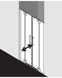 Kermi Pasa XP porte battante à panneaux fixes PXPTF110181UK 110x185cm, argent mat, ESG SR Opaco, sur receveur de douche