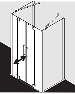Kermi Pasa XP swing door with fixed panels PXPTF11018VAK 110x185cm, high-gloss silver, clear TSG, on shower tray
