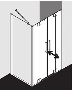 Kermi Pasa XP porte battante avec panneaux fixes PXPTF120201PK 120x200cm, argent mat brillant, verre de sécurité trempé clair, sur receveur de douche
