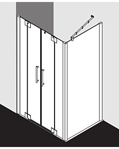 Kermi Pasa XP swing door with fixed panels PXPTF12018VPK 120x185cm, silver high gloss, TSG clear clean, on shower tray