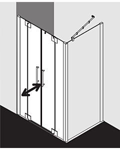Kermi Pasa XP swing door with fixed panels PXPTF110181AK 110x185cm, matt silver, clear TSG, on shower tray