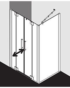 Kermi Pasa XP swing door with fixed panels PXPTF123201PK 123x200cm, matt silver, TSG clear clean, on the shower area