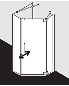 Kermi Pasa XP pentagonal douche cabine battante PXR53100201PK 100x100x200cm, argent mat brillant, verre de sécurité trempé clair, droite