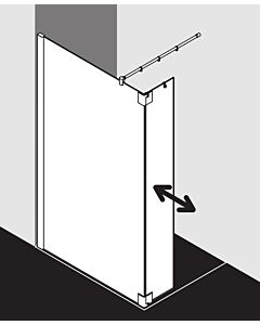 Kermi Pasa XP panneau latéral avec aile mobile PXT1L10020VAK 100x200cm, argent brillant, verre de sécurité trempé, gauche, sur receveur de douche