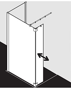Kermi Pasa XP Seitenwand mit beweglichem Flügel PXT1L09018VPK 90x185cm, silber hochglanz, ESG klar Clean, links, auf Duschwanne
