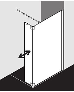 Kermi Pasa XP side panel with movable wing PXT1R12018VAK 120x185cm, high-gloss silver, clear toughened safety glass, right, on the shower tray
