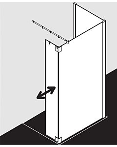 Kermi Pasa XP side panel with movable wing PXT1R090181PK 90x185cm, matt silver, clear single pane safety glass, clean, right, on shower tray