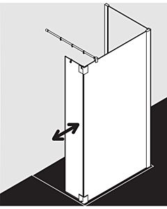 Kermi Pasa XP paroi latérale avec aile mobile PXT1R080201PK 80x200cm, brillant argent mat, verre de sécurité trempé clair, à droite, sur receveur de douche