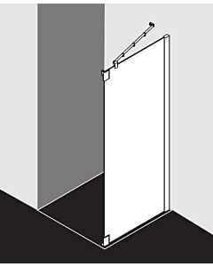 Kermi Pasa XP side panel for swing door 2000 -fl. and fixed panel PXTFR09018VUK 90x185cm, silver high gloss, ESG SR Opaco, right, on shower tray