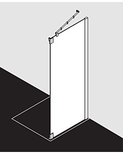 Kermi Pasa XP paroi latérale pour porte battante 2000 -fl.et champ fixe PXTFR10018VUK 100x185cm, argent brillant, TSG SR Opaco, droite, sur receveur de douche