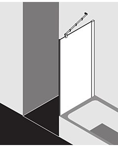 Kermi Pasa XP shortened side wall next to bathtub PXTVD090171YK 90x175cm, matt silver, ESG SR OpacoClean