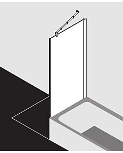 Kermi Pasa XP shortened side wall next to bathtub PXTVD09017VAK 90x175cm, high-gloss silver, clear TSG