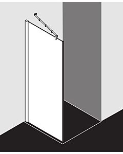 Kermi Pasa XP side panel PXTWD10018VAK 100x185cm, high gloss silver, clear TSG, on shower tray