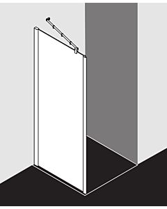 Kermi Pasa XP paroi latérale pour porte battante à panneau fixe PXUWD08020VYK 80x200cm, argent brillant, ESG SR OpacoClean, sur receveur de douche