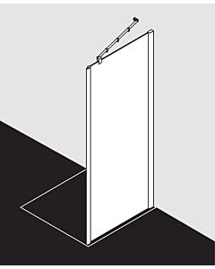 Kermi Pasa XP paroi latérale pour porte battante à panneau fixe PXUWD100201YK 100x200cm, argent mat, TSG SR OpacoClean, sur receveur de douche