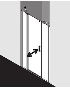 Kermi Pega swing door 2000 -leaved with fixed panel PE1AL12020VZK 120x200cm, silver high gloss TSG SR Arena C Clean, left, on shower tray