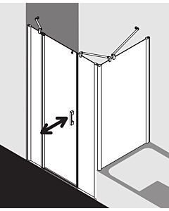 Kermi Pega swing door 2000 -leaved with fixed panel PE1AL12018VYK 120x185cm, silver high-gloss TSG SR Opaco Clean, left, on shower tray
