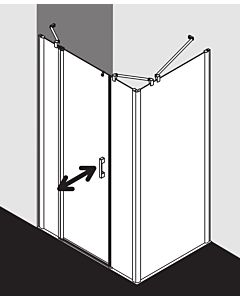 Kermi Pega swing door 2000 -leaved with fixed panel PE1AL11020VUK 110x200cm, silver high gloss ESG SR Opaco, left, on shower tray