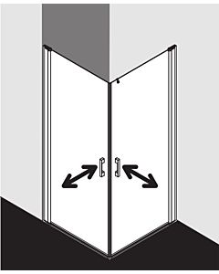 Kermi Pega swing door corner entry half PE1EL08018VUK 80x185cm, silver high gloss TSG SR Opaco, left