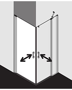 Kermi Pega Pendeltür-Eckeinstiegshälfte PE1EL09318VPK 93x185cm, silber hochglanz, ESG klar Clean, links, auf Duschplatz