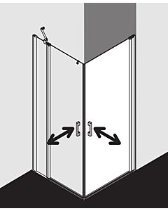 Kermi Pega swing door corner entry half PE1ER10320VNK 103x200cm, silver high gloss ESG SR Arena C, right, on the shower area
