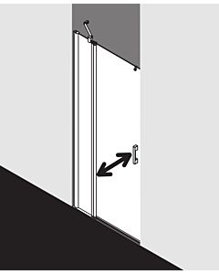 Kermi Pega Pendeltür 1-flügelig mit Festfeld PE1FL09018VAK 90x185cm, silber hochglanz, ESG klar, links