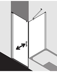 Kermi Pega porte battante 2000 -swing, sans sol PE1KL10018VPK 100x185cm, argent brillant, verre de sécurité trempé clair, gauche, sur receveur de douche
