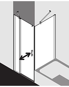 Kermi Pega porte battante 2000 -swing avec panneau fixe PE1NL08318VZK 83x185cm, verre de sécurité trempé argent brillant SR Arena C Clean, gauche, sur la zone de douche