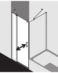 Kermi Pega swing door 2000 -leaved with fixed panel PE1NL09320VYK 93x200cm, silver high-gloss TSG SR Opaco Clean, left, on the shower area