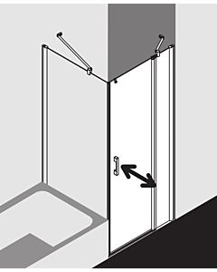 Kermi Pega porte battante 2000 -swing avec panneau fixe PE1NR10318VUK 103x185cm, verre de sécurité trempé argent brillant SR Opaco, à droite, sur la zone de douche