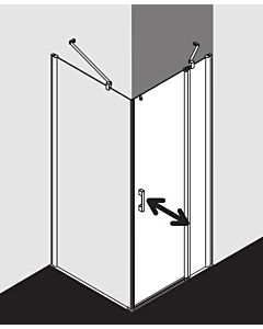 Kermi Pega porte battante 2000 -swing avec panneau fixe PE1NR08018VNK 80x185cm, verre de sécurité trempé argent brillant SR Arena C, à droite, sur receveur de douche