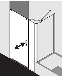 Kermi Pega porte battante 2000 -swing avec panneau fixe PE1OL11020VAK 110x200cm, argent brillant, TSG clair, gauche, sur receveur de douche