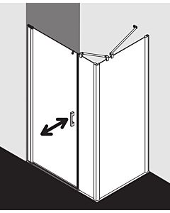 Kermi Pega Pendeltür 1-flügelig mit Festfeld PE1OL10318VUK 103x185cm, silber hochglanz ESG SR Opaco, links, auf Duschplatz