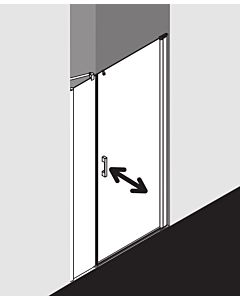 Kermi Pega swing door 2000 -leaved with fixed panel PE1OR10318VYK 103x185cm, silver high gloss TSG SR Opaco Clean, right, on the shower area