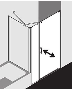 Kermi Pega porte battante 2000 -swing avec panneau fixe PE1OR10020VZK 100x200cm, verre de sécurité trempé argent brillant SR Arena C Clean, à droite, sur receveur de douche