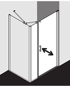 Kermi Pega porte battante 2000 -swing avec panneau fixe PE1OR11018VUK 110x185cm, verre de sécurité trempé argent brillant SR Opaco, à droite, sur receveur de douche