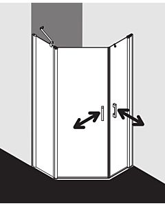 Kermi douche pentagonale Pega PE53L10018VZK 100x100x185cm, argent brillant TSG SR Arena C Clean, gauche