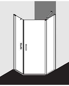 Kermi Pega pentagonal shower cubicle PE43L09020VUK 90x90x200cm, silver high gloss ESG SR Opaco, left