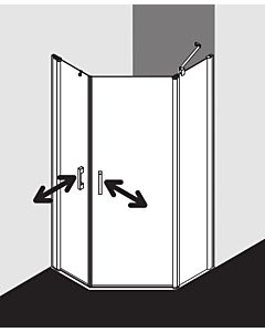 Kermi Cabine de douche pentagonale Pega PE47R09018VAK 90x90x185cm, argent brillant, TSG clair, droite