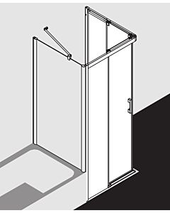 Kermi Pega Gleitt.-Eckeinstiegsh. 2-tlg. bodenfrei PEC2L08018VUK 80x185cm, silber hochglanz ESG SR Opaco, links, auf Duschwanne
