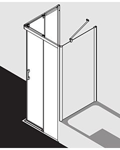 Kermi Pega sliding corner entry sh. 2-part floor-free PEC2R09020VYK 90x200cm, silver high gloss ESG SR Opaco Clean, right, on shower tray