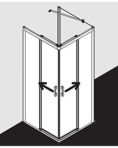 Kermi Pega sliding corner entry sh. 2-part off the floor PEC2R11018VUK 110x185cm, silver high gloss ESG SR Opaco, right, on shower tray