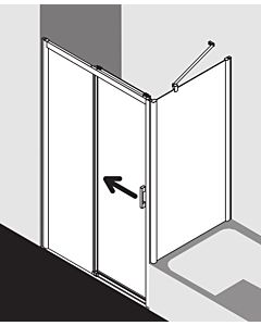 Kermi Porte coulissante Pega en 2 parties. au sol avec panneau fixe PED2L11020VUK 110x200cm, argent brillant ESG SR Opaco, gauche, sur receveur de douche