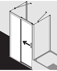 Kermi Pega porte coulissante 2 pcs. sans sol avec champ fixe PED2L10018VYK 100x185cm, verre de sécurité trempé brillant argenté SR Opaco Clean, gauche, sur receveur de douche