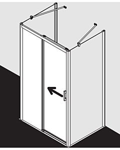 Kermi Pega sliding door 2-part. off the floor with fixed panel PED2L10320VUK 103x200cm, silver high gloss ESG SR Opaco, left, on the shower area