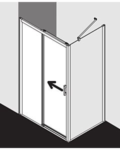 Kermi Pega porte coulissante 2 pcs. sans sol avec champ fixe PED2L10018VAK 100x185cm, argent brillant, verre de sécurité trempé, à gauche, sur receveur de douche