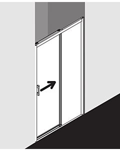 Kermi Pega sliding door 2-part. floor-free with fixed panel PED2R10320VYK 103x200cm, silver high-gloss ESG SR Opaco Clean, right, on the shower area
